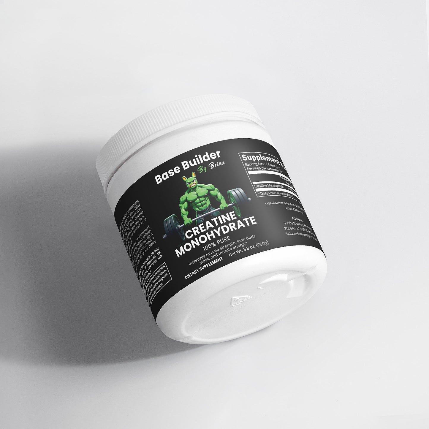 Supplement container labeled 'Base Builder' on a light gray background