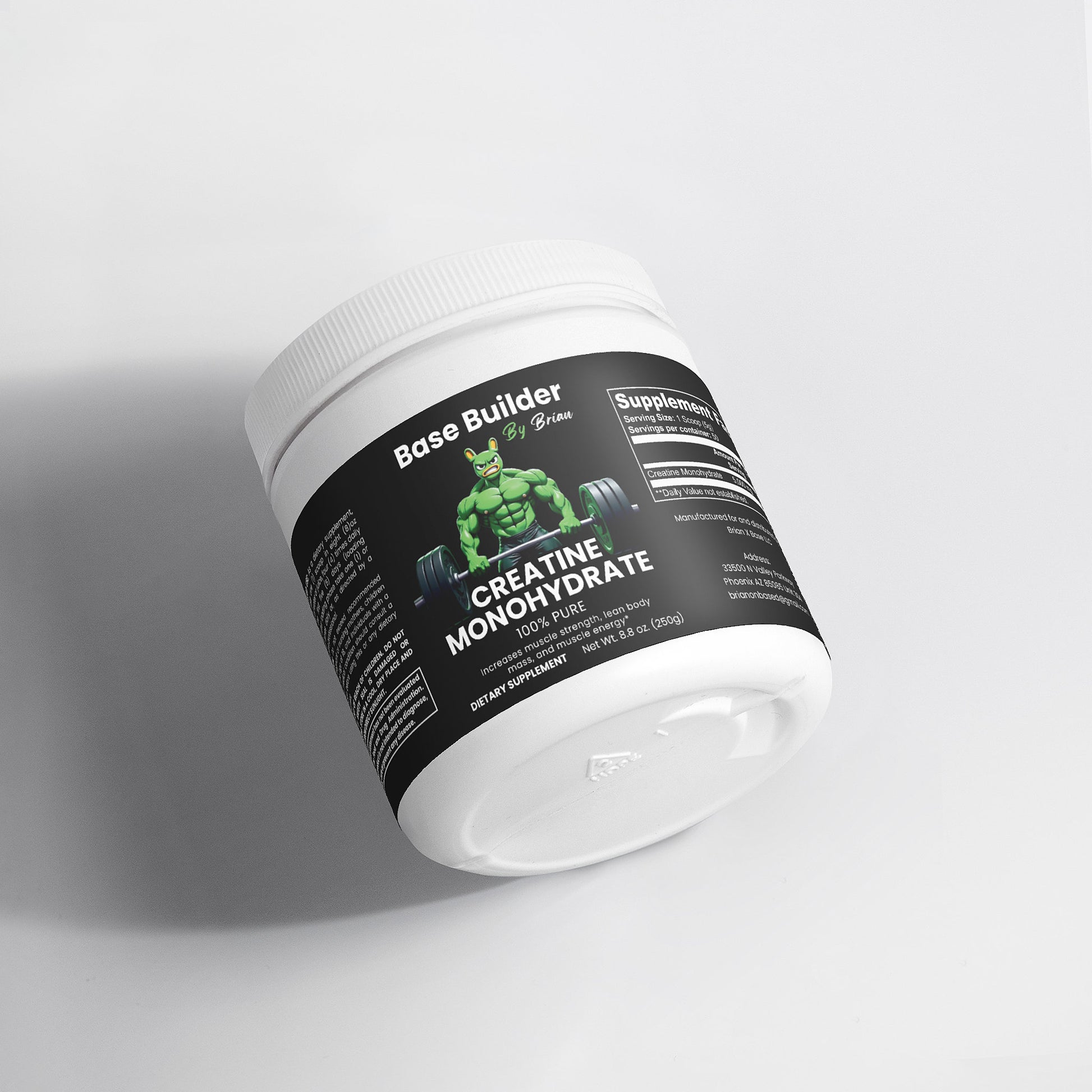 Supplement container labeled 'Base Builder' on a light gray background