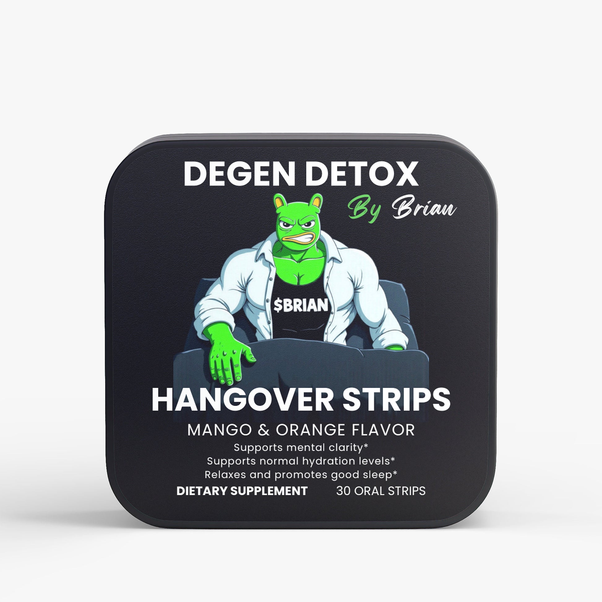 Deben Detox Hangover Strips packaging with a cartoon character on a white background