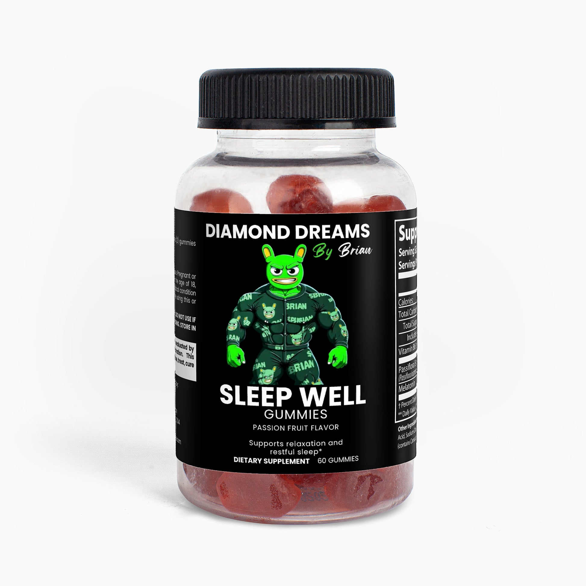 Bottle of Diamond Dreams Sleep Well gummies on a white background