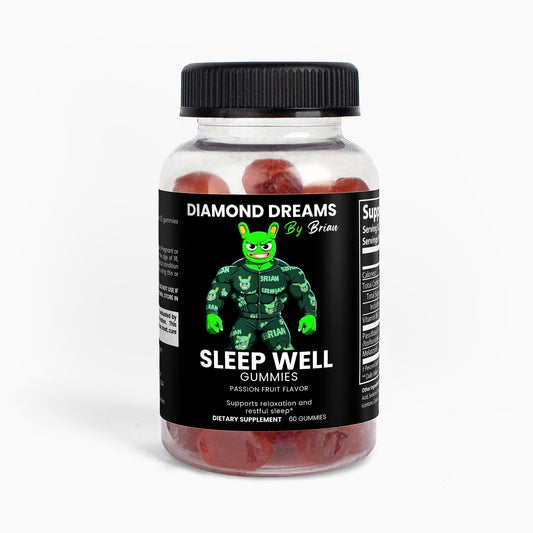 Bottle of Diamond Dreams Sleep Well gummies on a white background