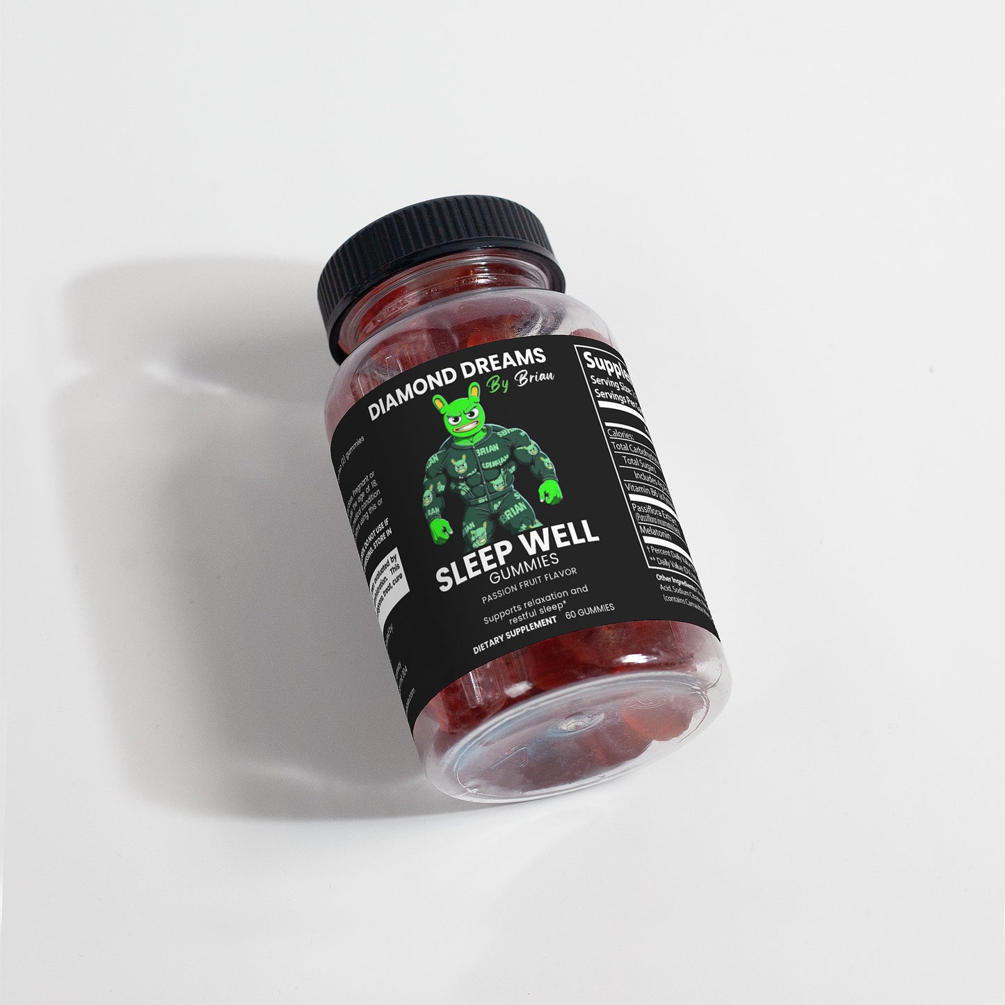 Bottle of Diamond Dreams Sleep Well gummies on a white background