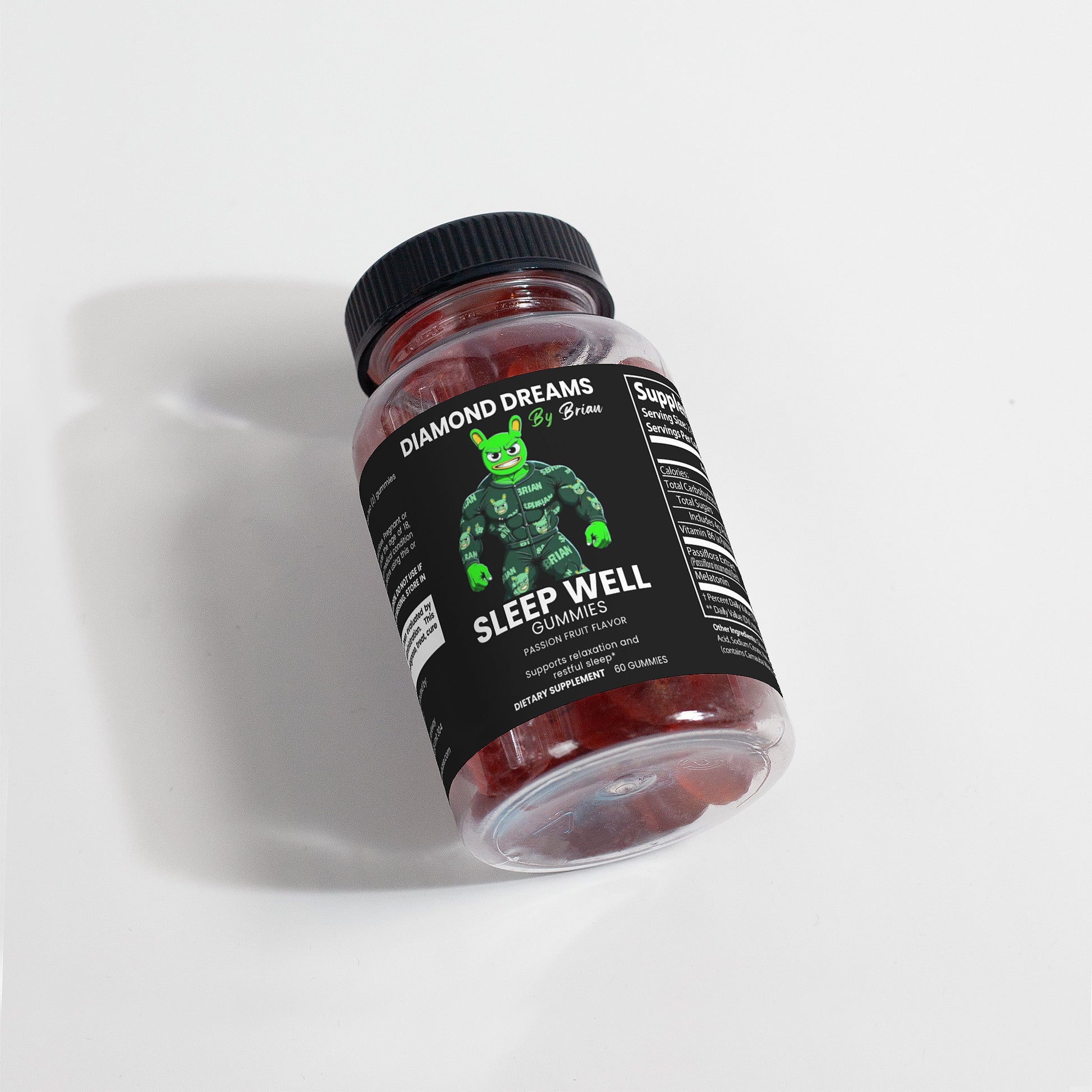 Bottle of Diamond Dreams Sleep Well gummies on a white background